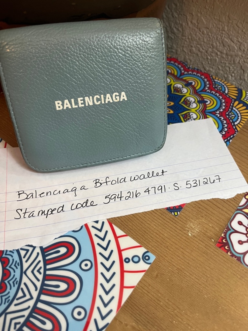 Balenciaga Small Bifold Wallet - Teal Green with Gold Logo⭐️